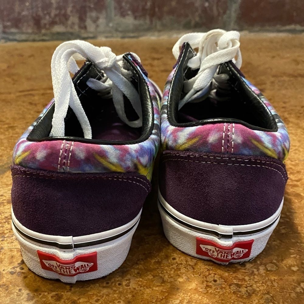 VANS old Skool mysterioso purple and yellow tie dye suede leather sneakers - Picture 6 of 9